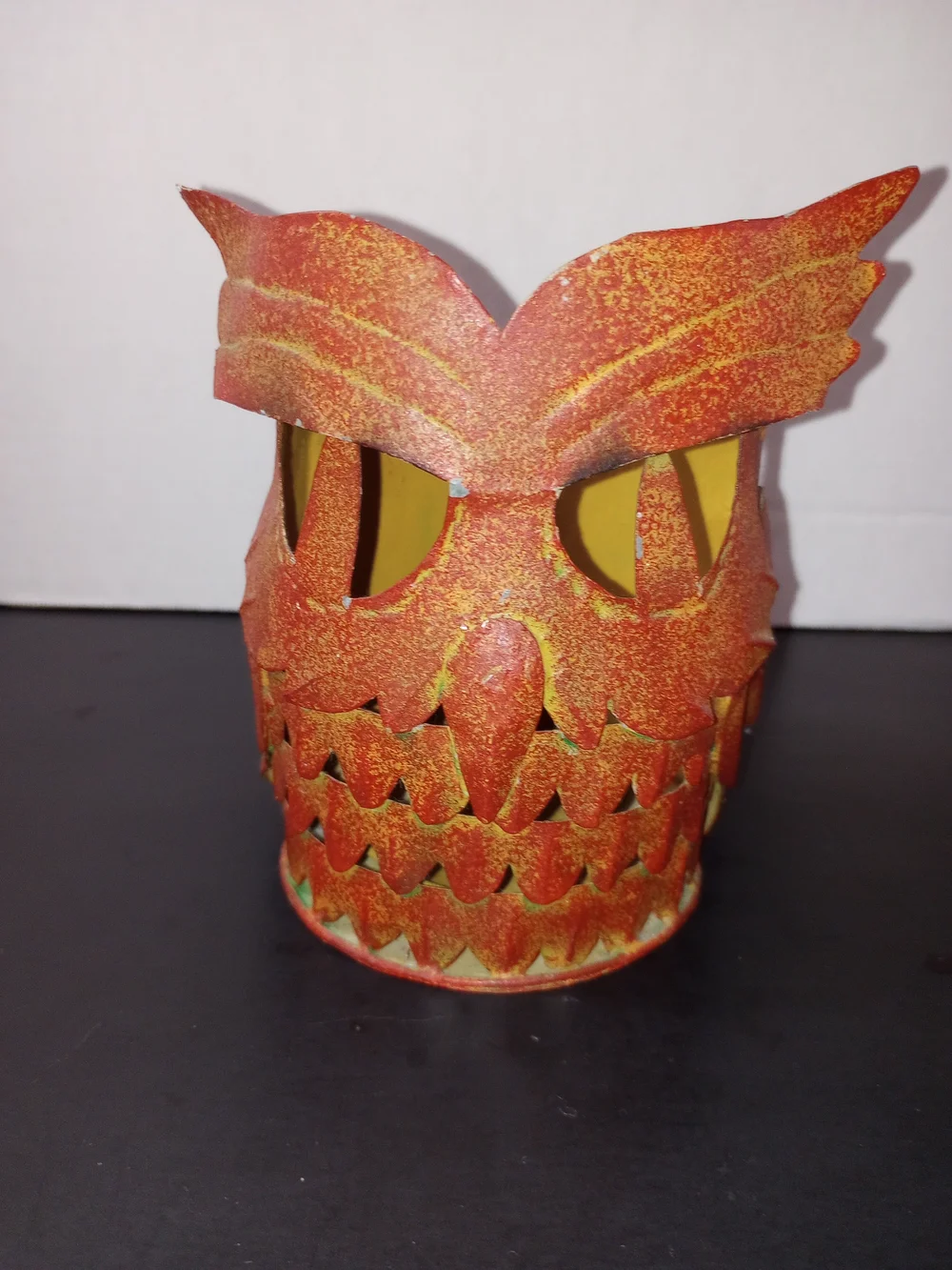 Rustic Orange Owl Decorative Tea Lite Candle Holder- Home Accents